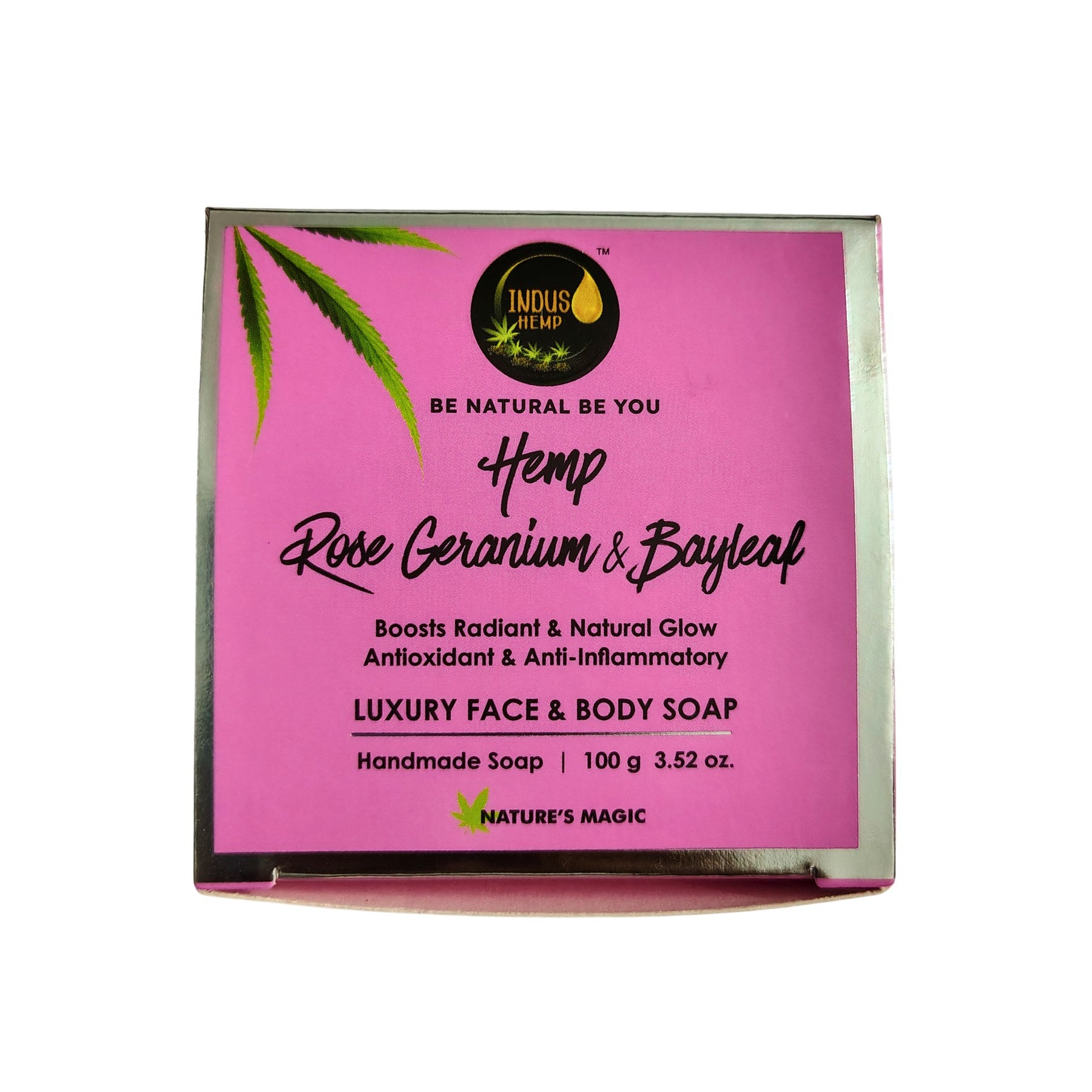 Indus Hemp Rose Geranium & Bay Leaf Soap Bar 100g