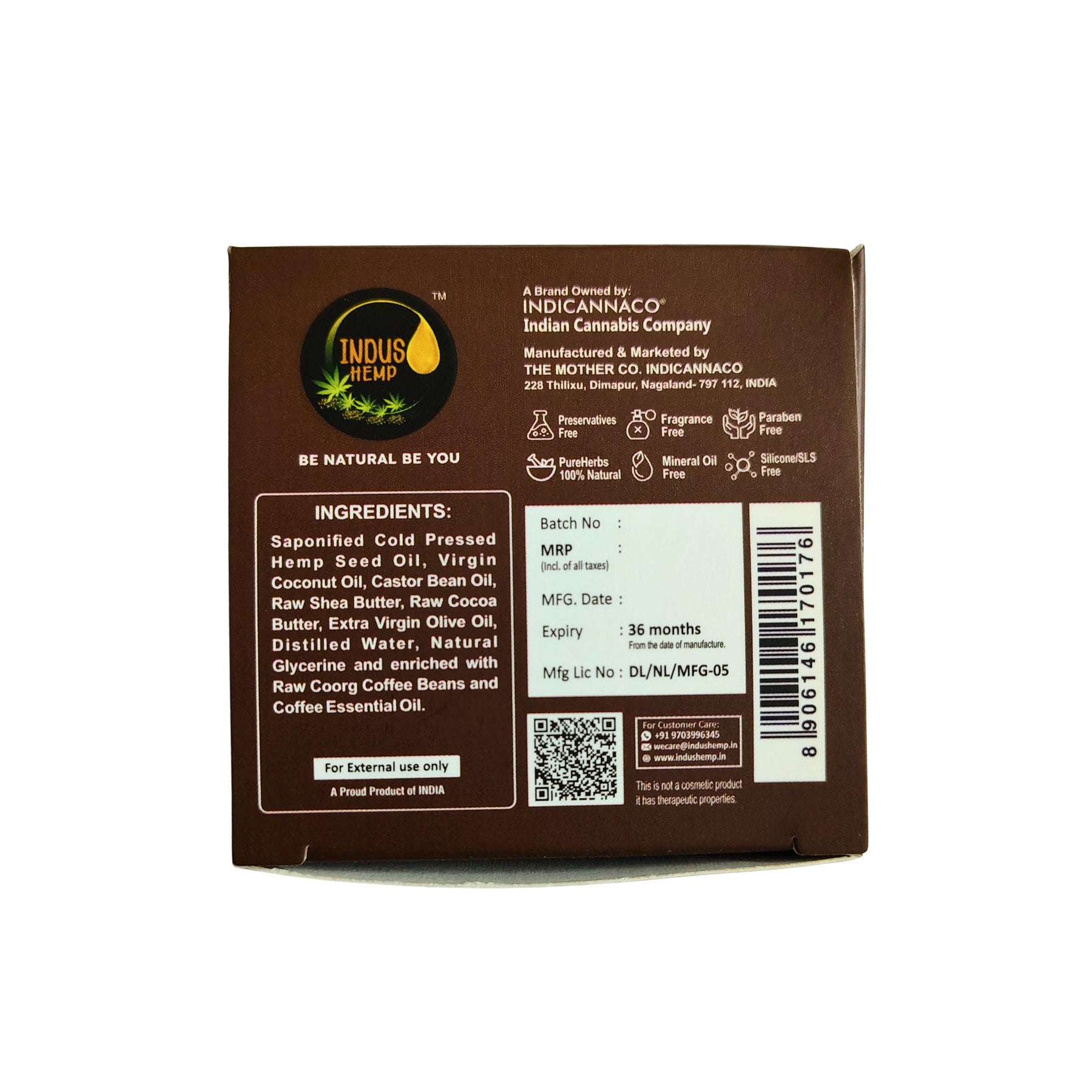 Indus Hemp Coffee Scrub Soap Bar 100g
