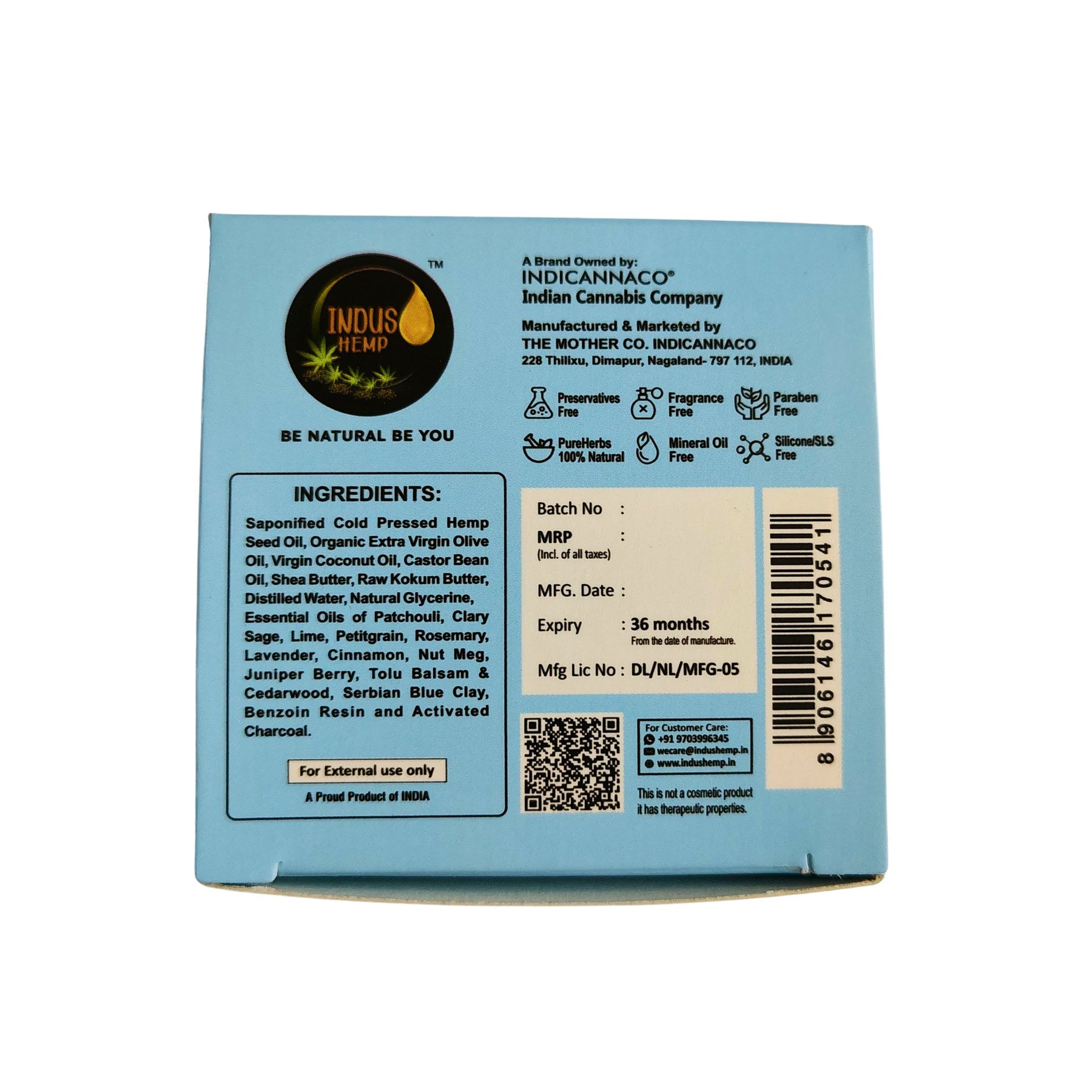 Indus Hemp Musky Man Soap Bar 100g