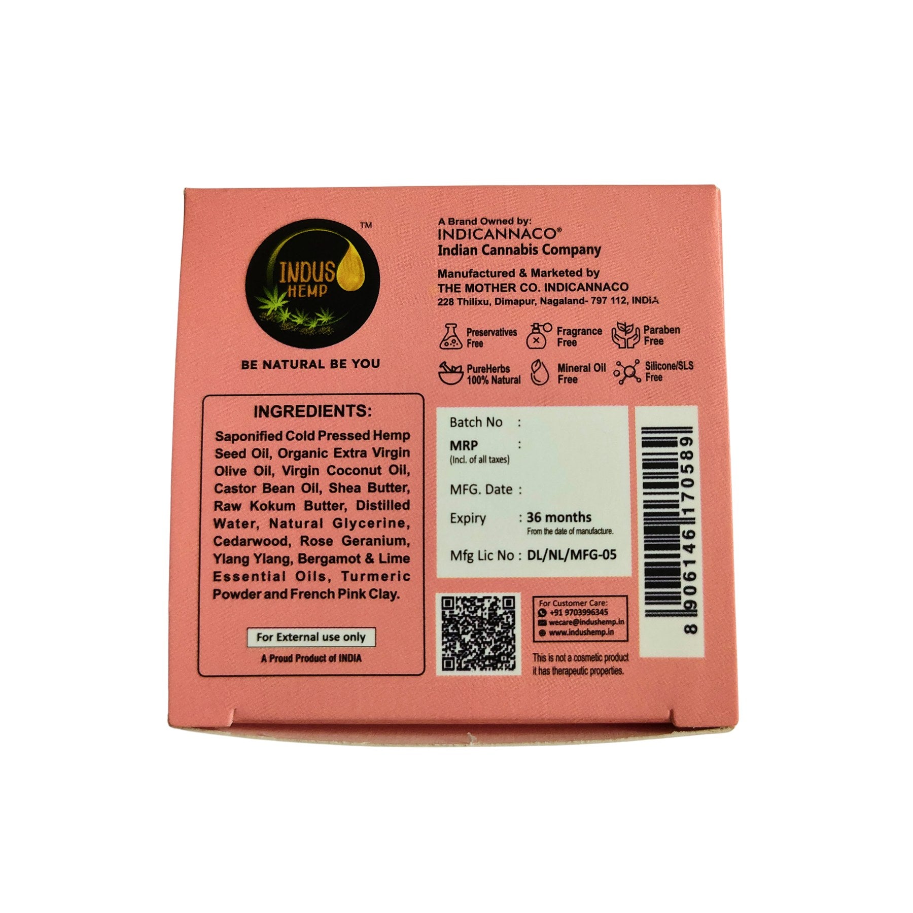 Indus Hemp Geranium & Ylang Ylang Soap Bar 100g