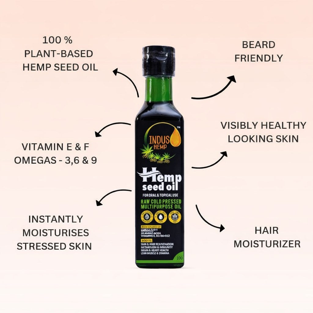 Indus Hemp Raw Cold-Pressed Hemp Seed Oil 100ml