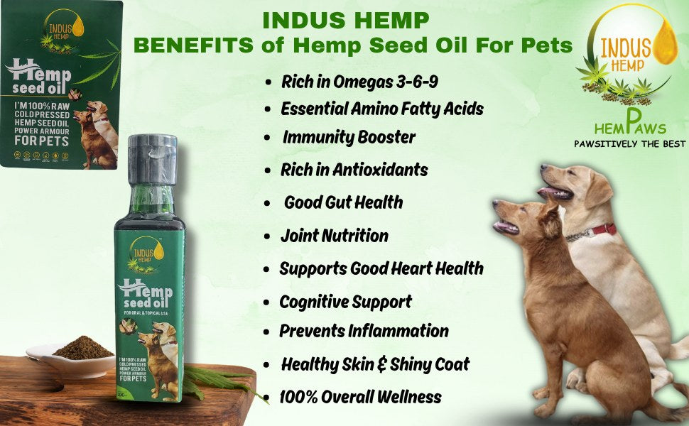 Indus Hemp Raw Cold-Pressed Hemp Seed Oil for Pets 100ml