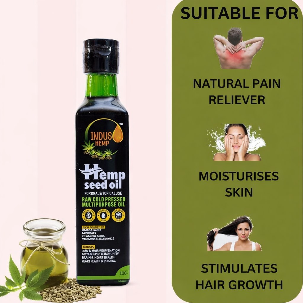 Indus Hemp Raw Cold-Pressed Hemp Seed Oil 100ml