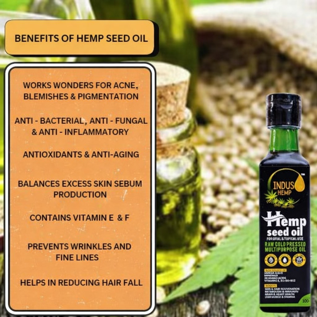 Indus Hemp Raw Cold-Pressed Hemp Seed Oil 100ml