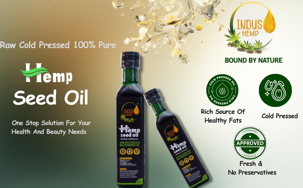 Indus Hemp Raw Cold-Pressed Hemp Seed Oil 250ml