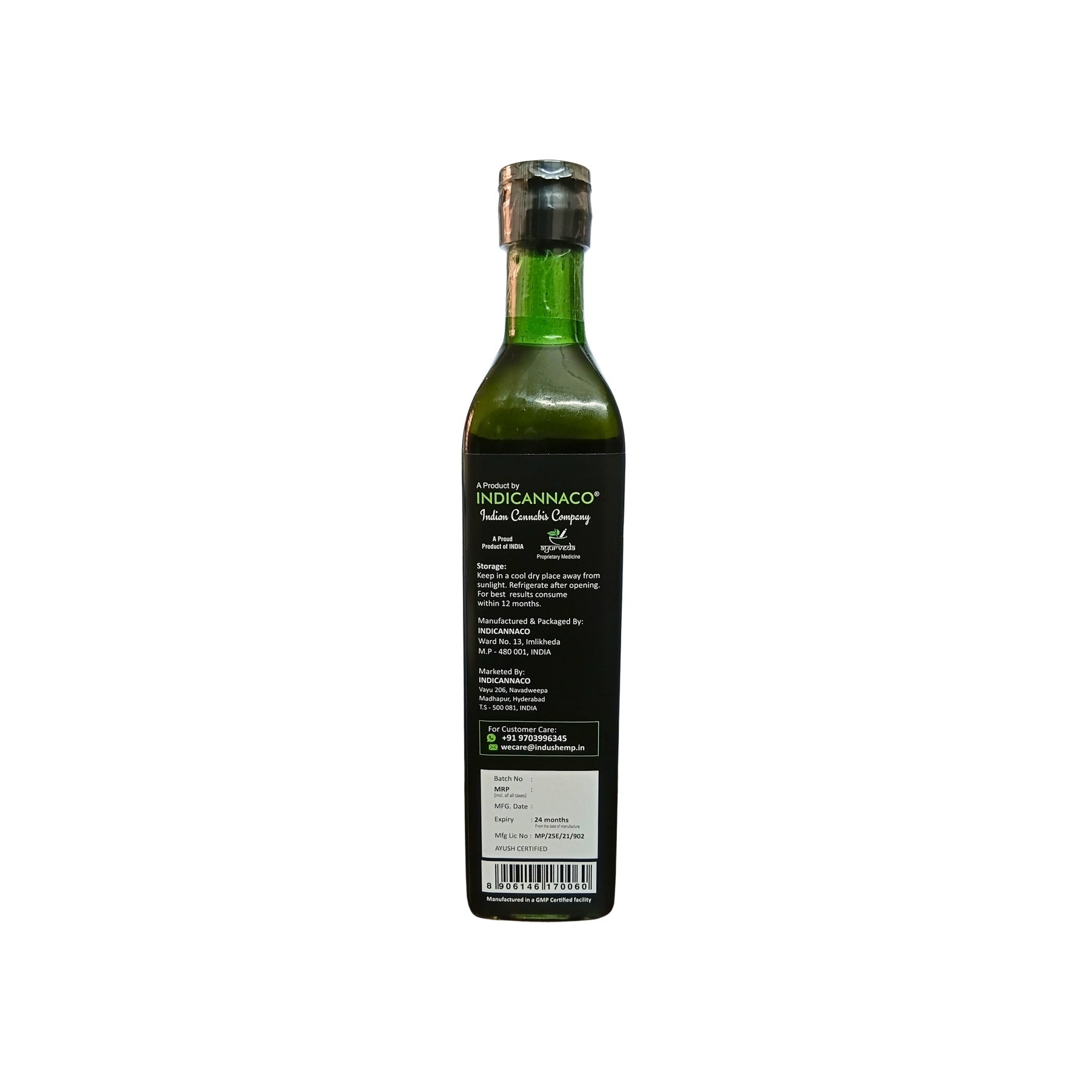 Indus Hemp Raw Cold-Pressed Hemp Seed Oil 500ml