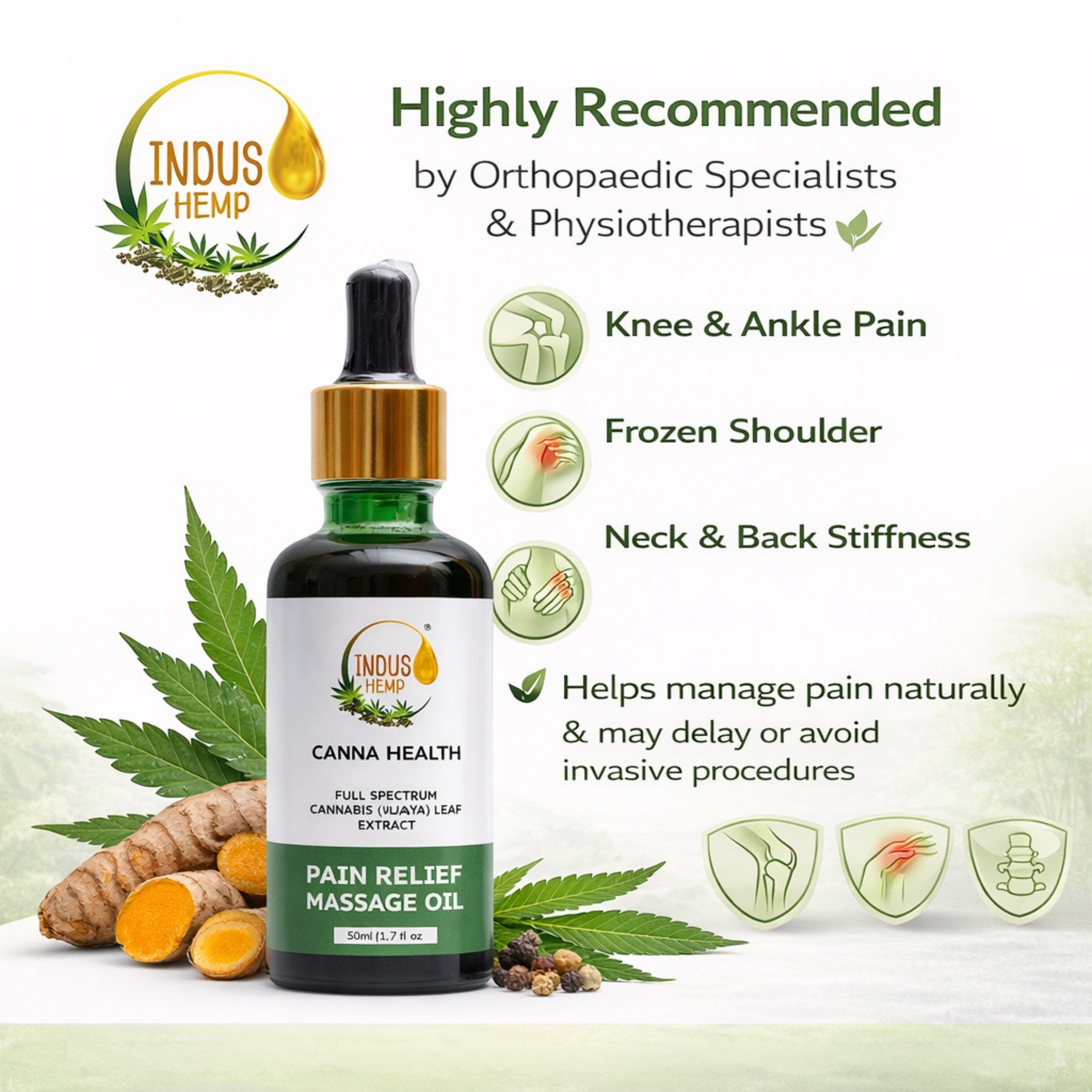 Indus Hemp Canna Health Pain Relief Massage Oil 50ml